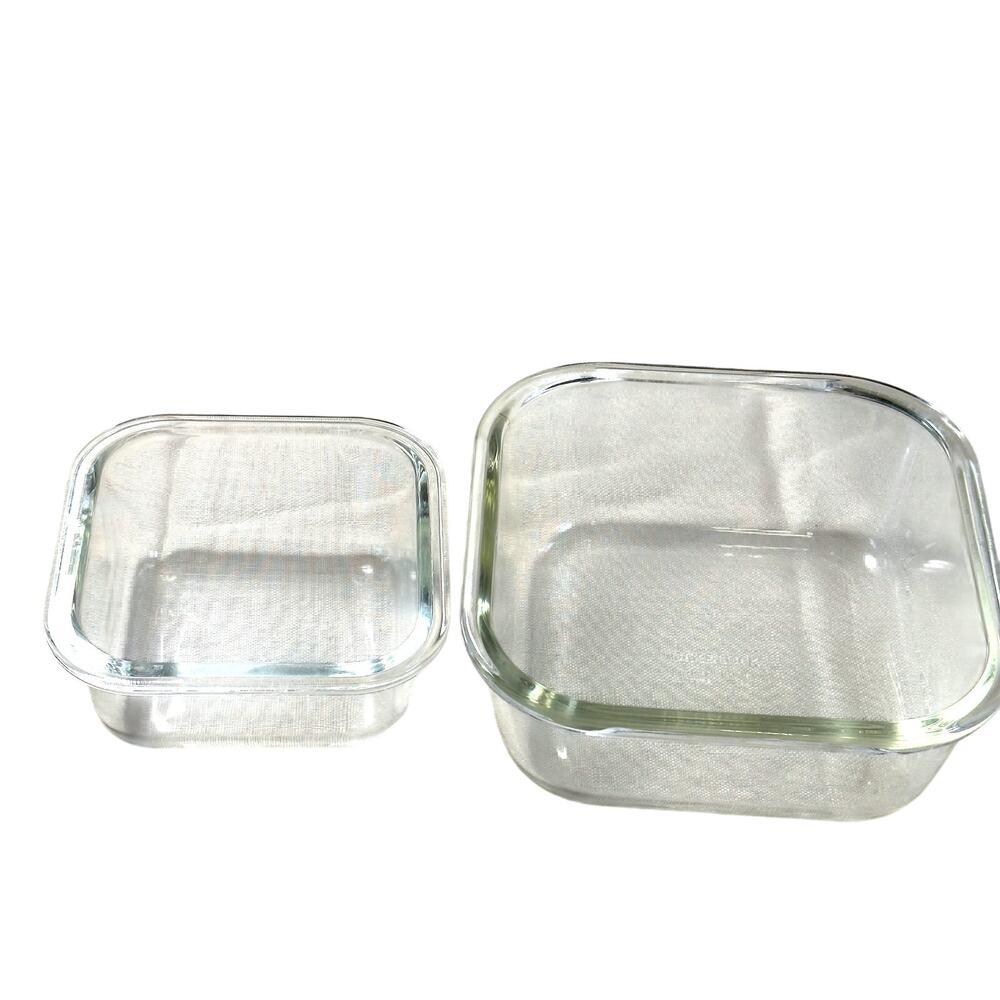 Lock & Lock Borosilicate Glass Food Storage Container Lot 2 No Lids LLG224